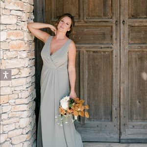 Revelry Blair Chiffon Dress in Deep Olive